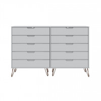 Manhattan Comfort 156GMC1 Rockefeller 10-Drawer Double Tall Dresser with Metal Legs in White